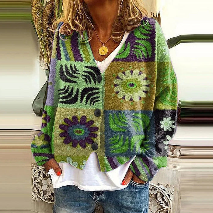 Ailish boho patterned cardigan in vibrant floral and striped prints with a relaxed fit