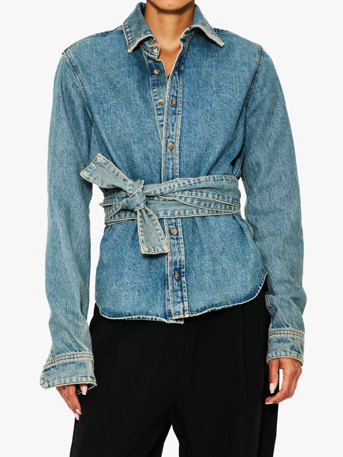 All Three Lana Denim Bow Shirt