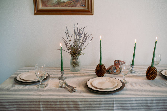 Asparagus Beeswax Taper Candles Set of 2