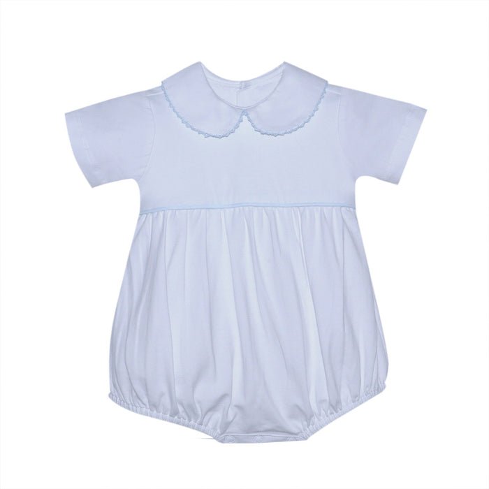 Baby Sen Brady White Bubble w/ Blue Picot Edge