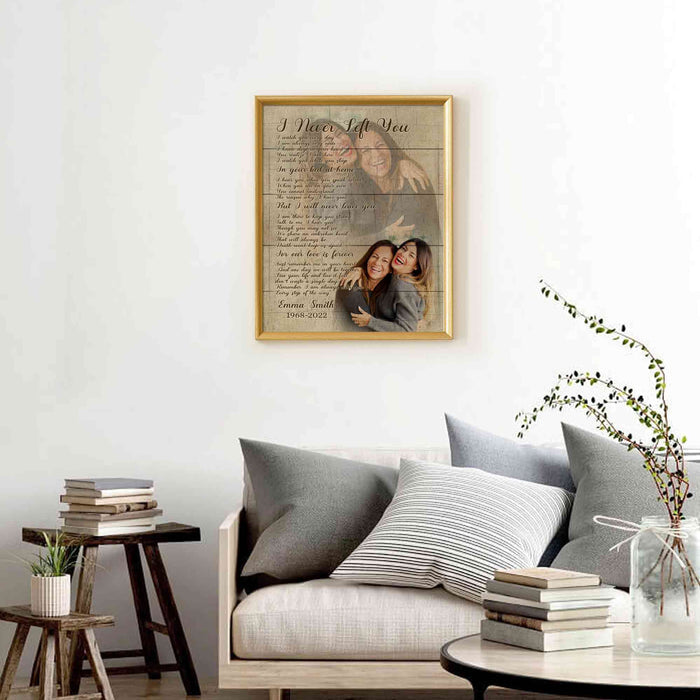 Best Sympathy Gifts for Loss of Mother, I Never Left You Memorial Canvas With Photo, Mom Remembrance Gifts