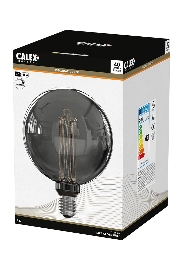 Calex Crown LED Bulb - E27 - G125 - Titanium - 3.5W - Dimmable