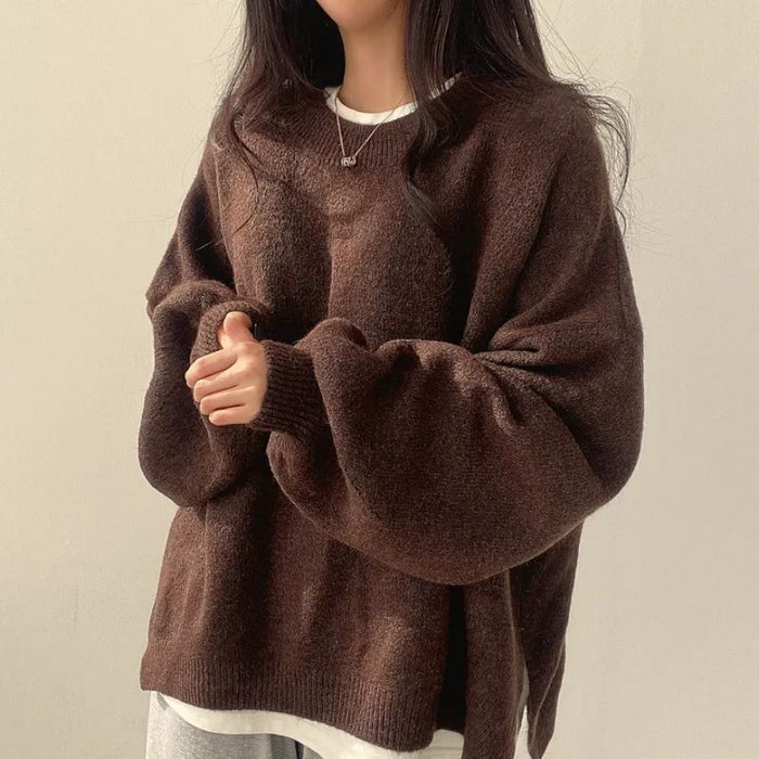 Cindy cozy oversized knit sweater in a relaxed fit, shown in a soft neutral shade
