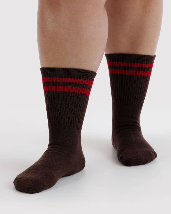 Coffee Stripe Ribbed Socks