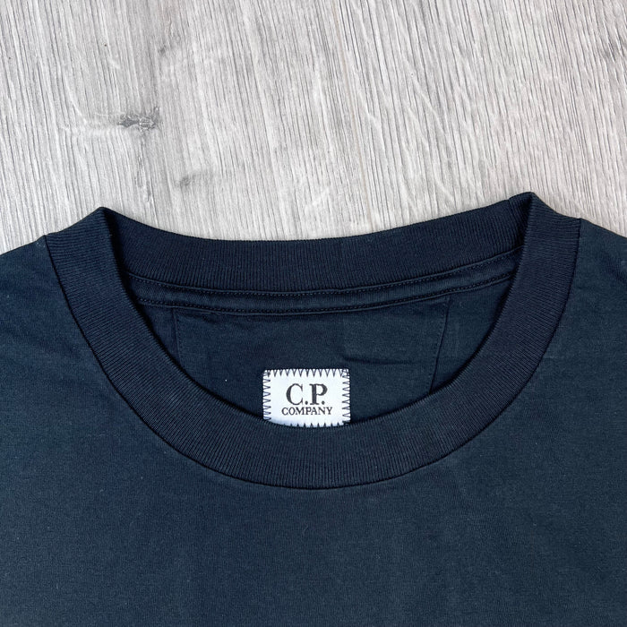 CP Company 30/1 Jersey Short Sleeve British Sailor T-Shirt in Black - neck label