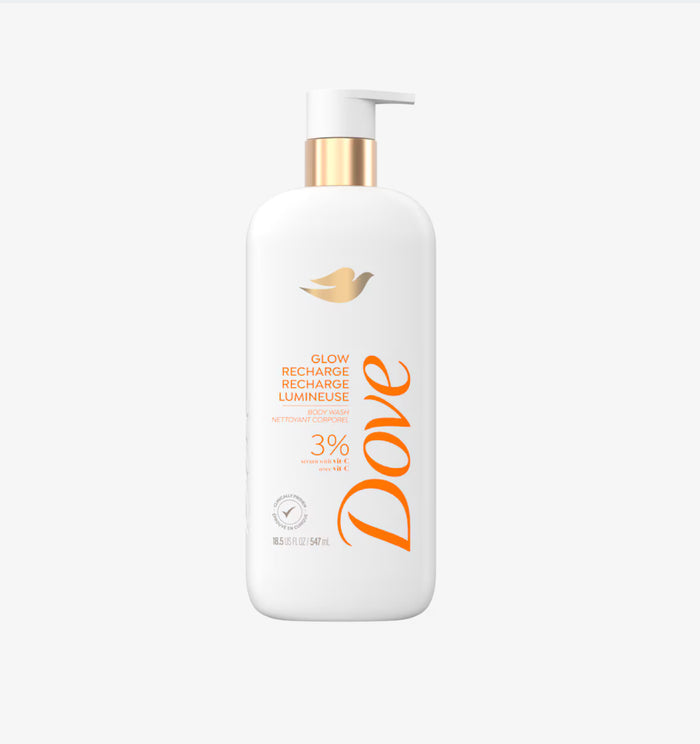 DOVE glow recharge energize illuminate skin body wash 3% brightening serum with vitamin C غسول الجسم من دوف