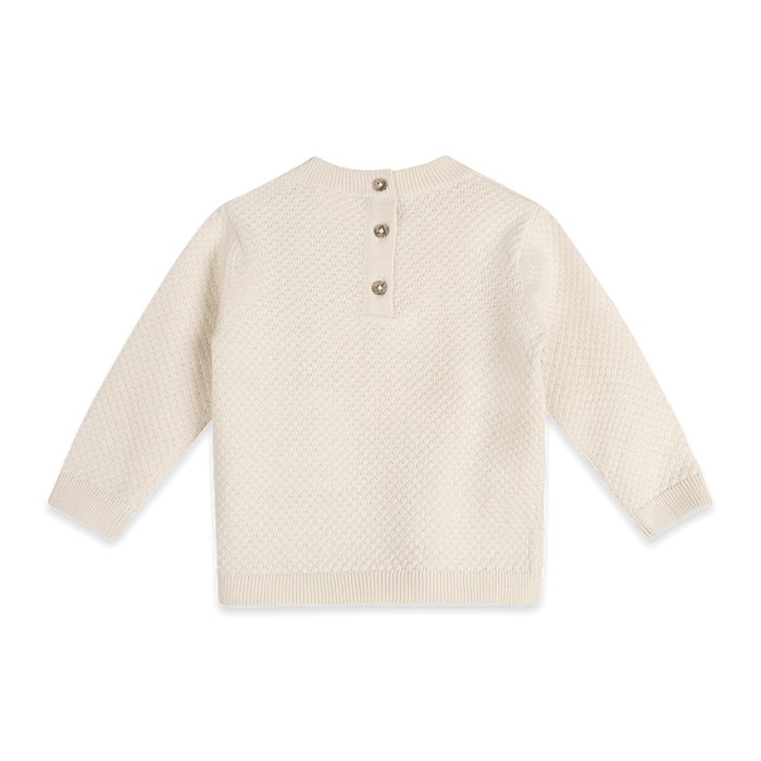 Organic Cotton Ella Bow Knit Baby Pullover, Back