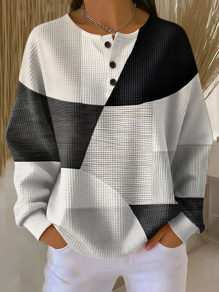 Ella women's waffle-knit sweater with soft brushed interior and relaxed fit