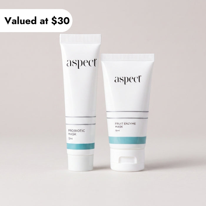 Free Aspect Probiotic Mask 12ml & Fruit Enzyme Mask 15ml valued at $30