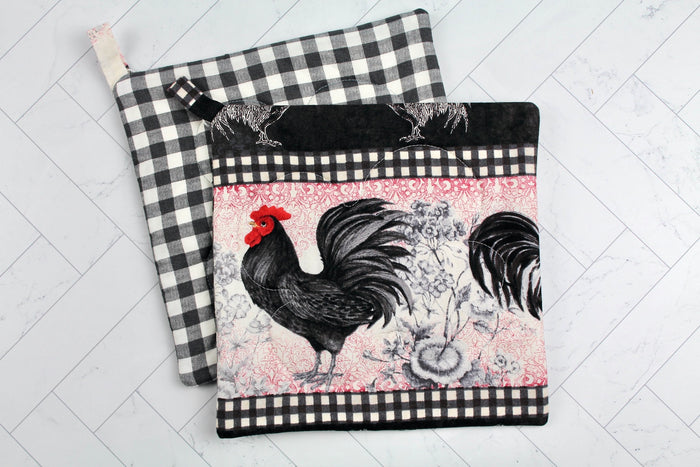 French Roosters Potholder