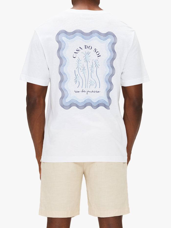 Frescobol Carioca Dinis Cotton Box Wave Printed Short Sleeve Shirt