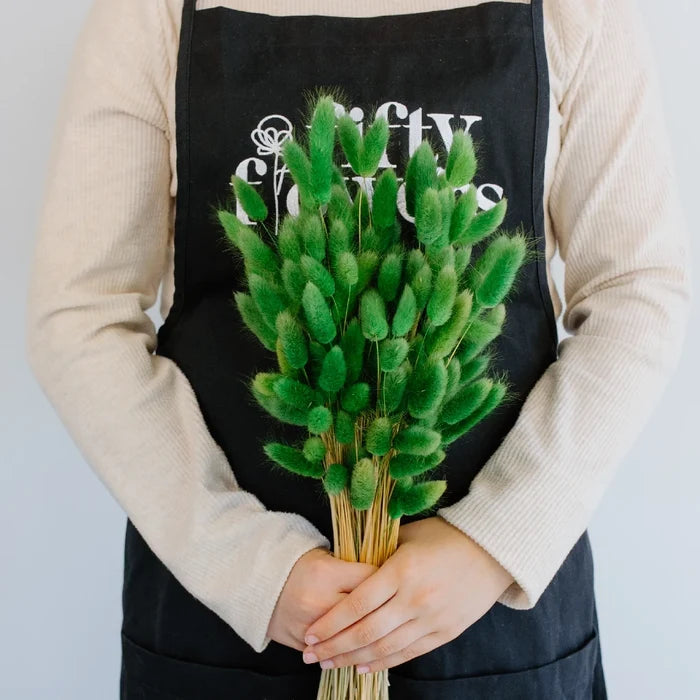 Green Dried Craspedia Bunny Tails Apron - Image