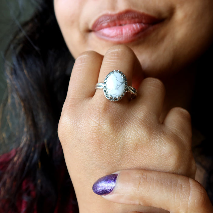 sterling silver howlite ring