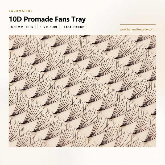 LASHMAITRE 10D Promade Fans Tray - 500 Fans ultra-narrow base fan detail