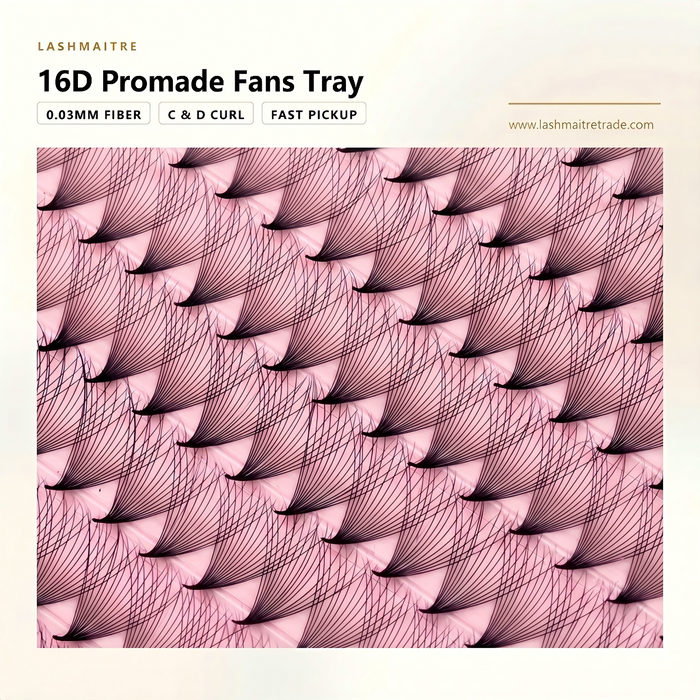 LASHMAITRE 16D Promade Fans Tray - 500 Fans ultra-narrow base fan detail