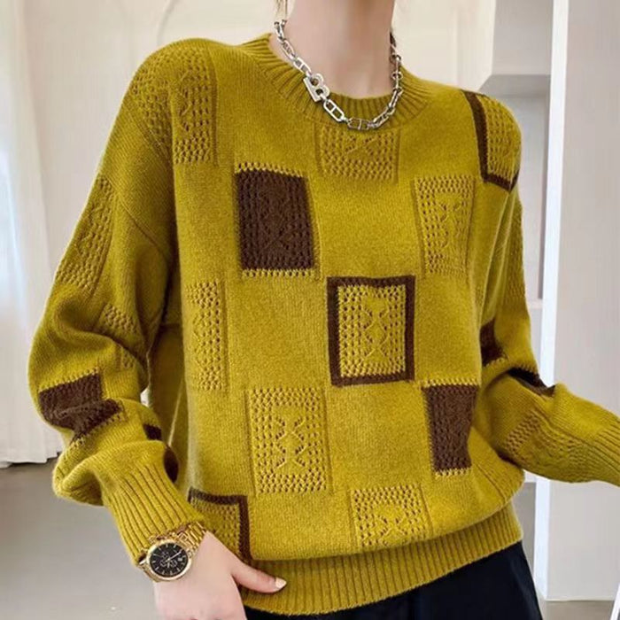 Lina elegant knit sweater shown in a soft neutral tone