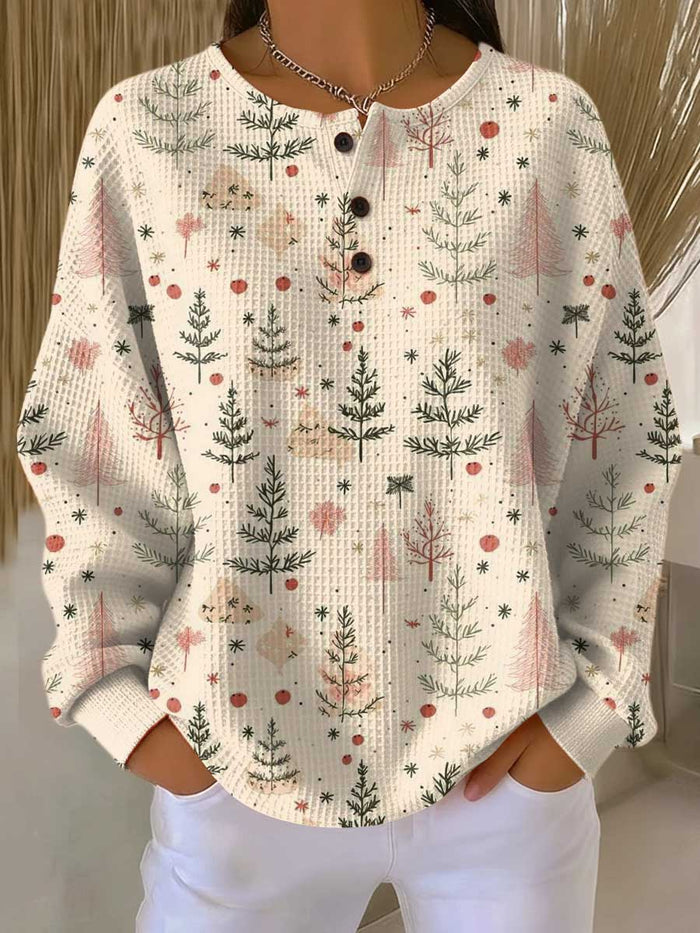 Women's Mathilde waffle-knit sweater in autumn tone with relaxed fit