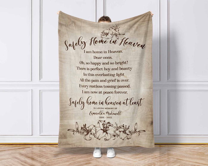 Memorial Blankets For Loss Of Father/Mother, Sympathy Throw Blankets, Safely Home In Heaven Funeral Blankets