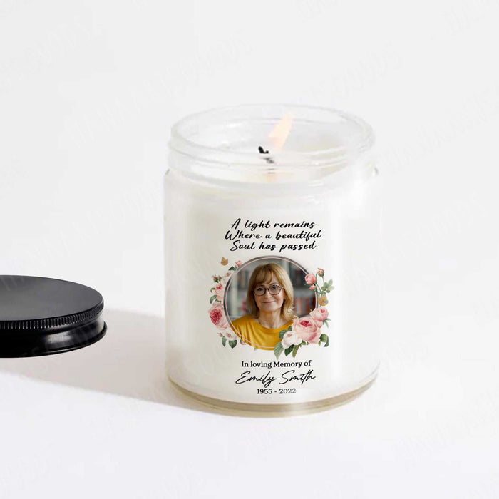 Memory Candle With Photo For Loss Of Mom, Personalized Memorial Candle, Candle For Funeral