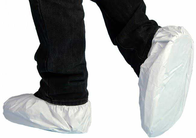 White shoe covers.