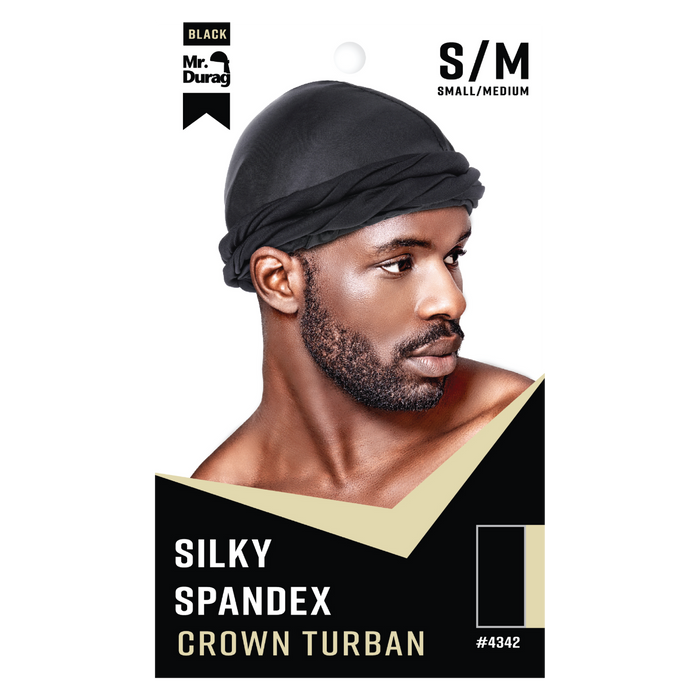 Mr. Durag Silky Spandex Crown Turban Small / Medium, 1 Count, Black