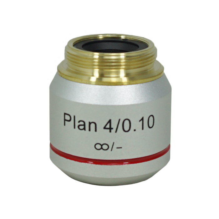 Objective Working Distance 25mm 4X Infinity Plan Achromatic Objective, SKU BM04043232, three quarter front view