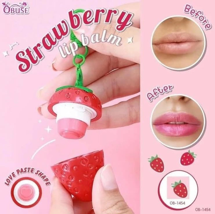 Obuse Strawberry Magic Lip Balm مرطب شفاه أوبوس السحري بنكهة الفراولة - Princess Cosmetics Qatar