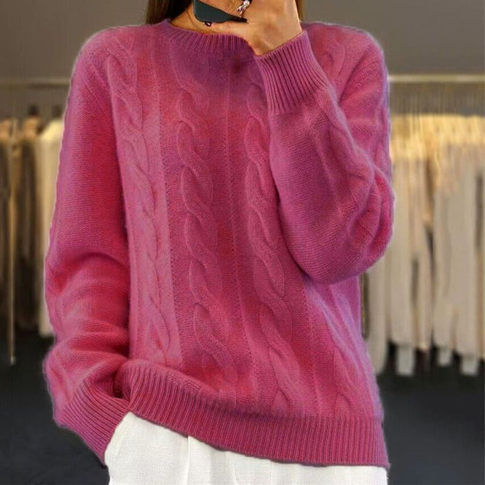 Odessa elegant soft knit winter sweater shown in a neutral shade