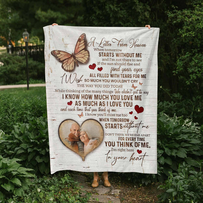 Personalized Memorial Blankets For Loss Of Father, Bereavement Poem A Letter From Heaven