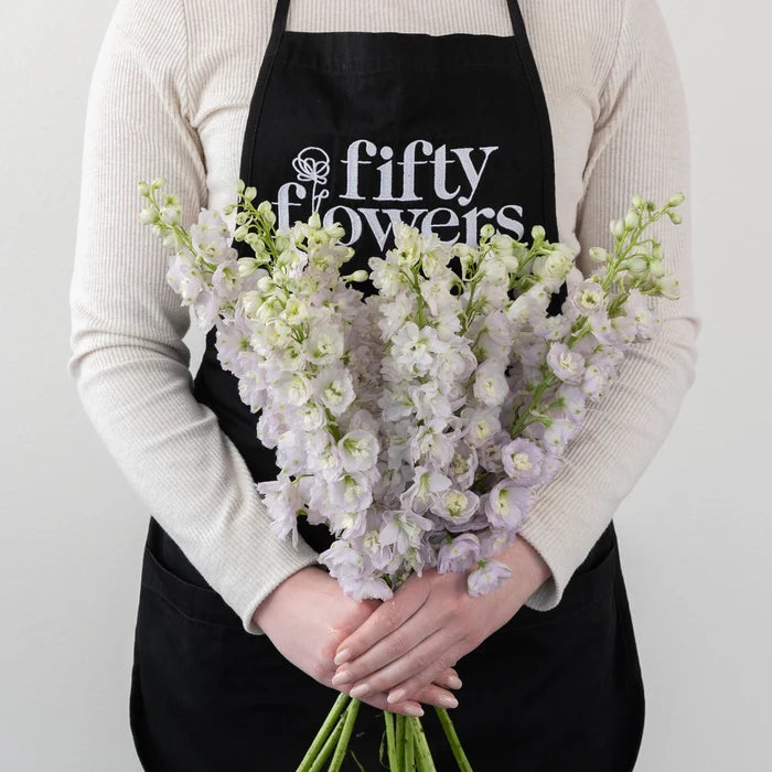 Pink River Designer Delphinium Flower Apron - Image