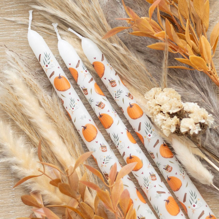 Set of 3 Pumpkin Dinner Candles