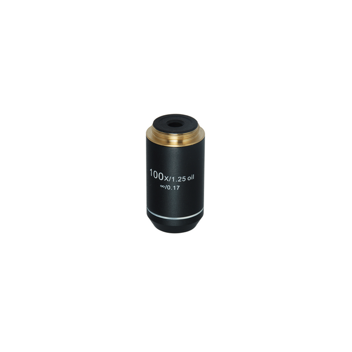 100X Infinity-Corrected Achromatic Microscope Objective Lens Working Distance 0.12mm, SKU BM03013811, three quarter front view