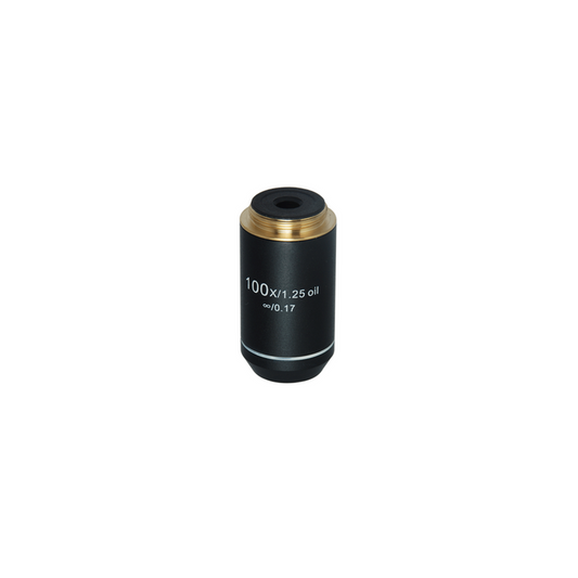 100X Infinity-Corrected Achromatic Microscope Objective Lens Working Distance 0.12mm, SKU BM03013811, three quarter front view