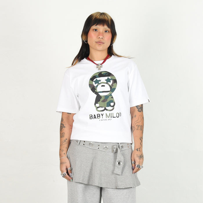 1st Camo Sta Eye Baby Milo T-Shirt - White/Green