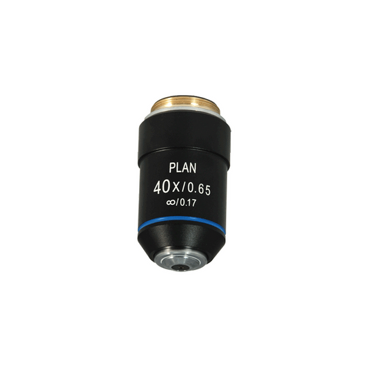 40X Infinity-Corrected Plan Achromatic Microscope Objective Lens, SKU BM05073532, three quarter front view
