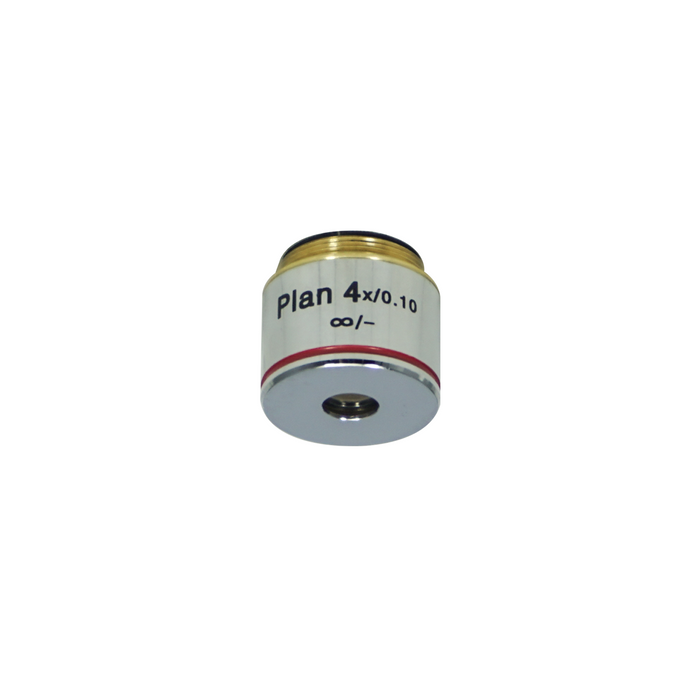 4X Infinity-Corrected Plan Achromatic Microscope Objective Lens, SKU BM13013231, three quarter front view