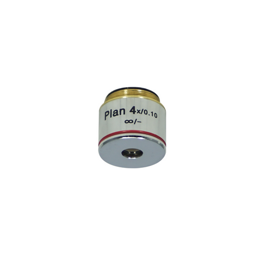 4X Infinity-Corrected Plan Achromatic Microscope Objective Lens, SKU BM13013231, three quarter front view