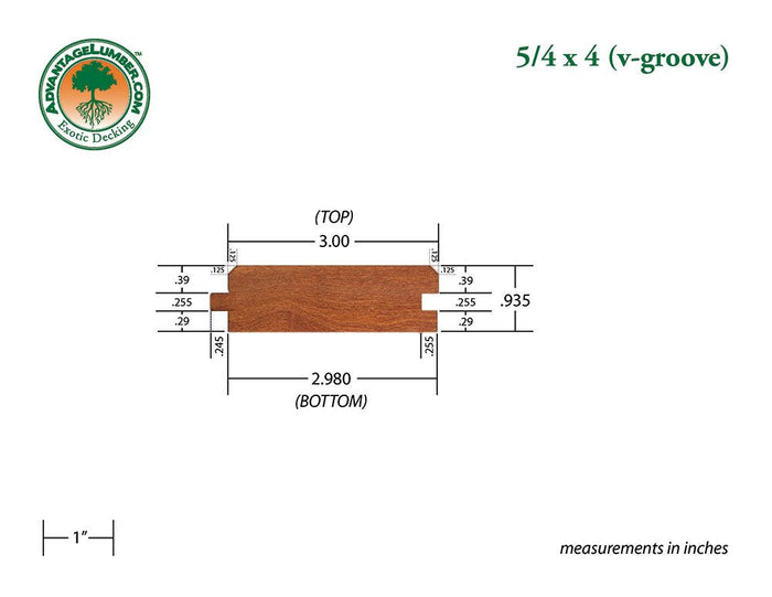 FSC® 5/4x4 Cumaru 45° V-Groove - Advantage Lumber