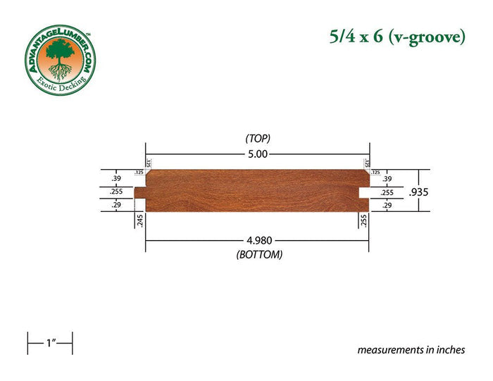 FSC® 5/4x6 Cumaru 45° V-Groove - Advantage Lumber