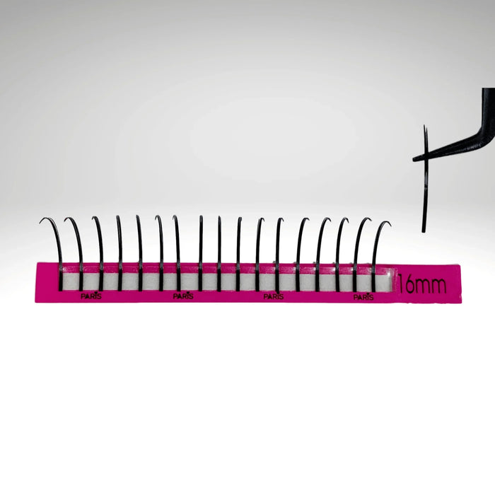 PLA's 5D Spike Lashes (front view of the lash strip and an individual fan being picked up)