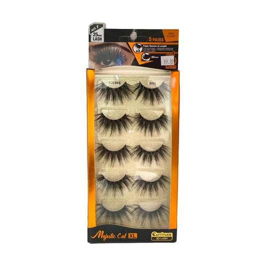 [5jc002] Diva Majestic Cat 25mm Triple Volume 3d Lashes 5 Pairs