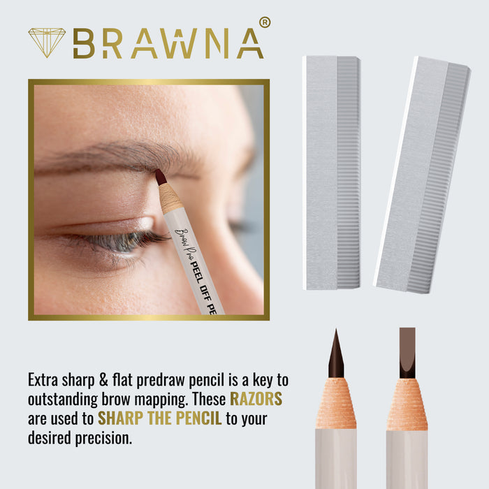 6 Pack Brow Pro Peel Off Pencils with Sharpener - Waterproof Mapping Pencils - Light Medium Dark Brown