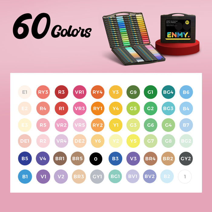 60 Colors Direct Liquid Acrylic Paint Marker  Permanent, Fast-Drying for Rock, Canvas & Wood