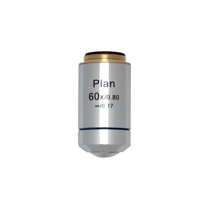 60X Infinity-Corrected Plan Achromatic Microscope Objective Lens, SKU BM03023631, three quarter front view