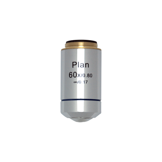 60X Infinity-Corrected Plan Achromatic Microscope Objective Lens, SKU BM03023631, three quarter front view
