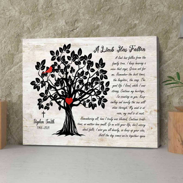 A Lim Has Fallen Personalized Memorial Canvas Prints, Unique Memorial Gifts for Loss of Loved One, In Loving Memory Wall Decor