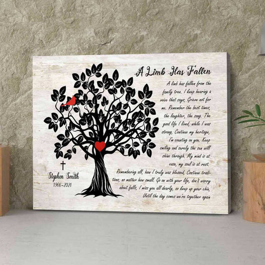 A Lim Has Fallen Personalized Memorial Canvas Prints, Unique Memorial Gifts for Loss of Loved One, In Loving Memory Wall Decor