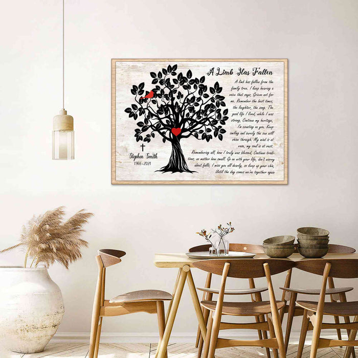 A Lim Has Fallen Personalized Memorial Canvas Prints, Unique Memorial Gifts for Loss of Loved One, In Loving Memory Wall Decor