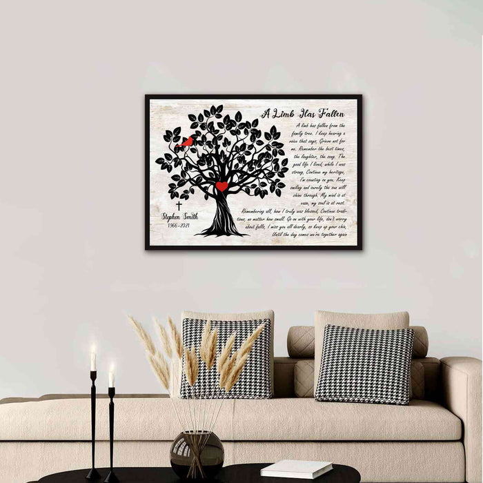 A Lim Has Fallen Personalized Memorial Canvas Prints, Unique Memorial Gifts for Loss of Loved One, In Loving Memory Wall Decor