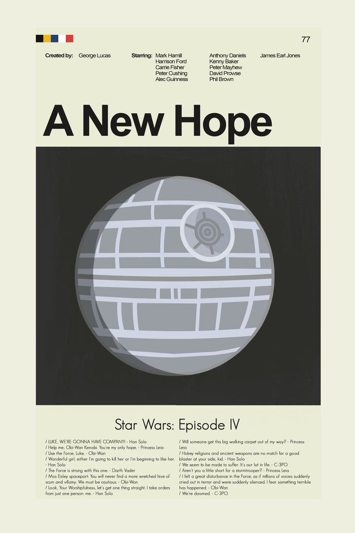 A New Hope: Star Wars Episode IV - Death Star | 12"x18" or 18"x24" Print only